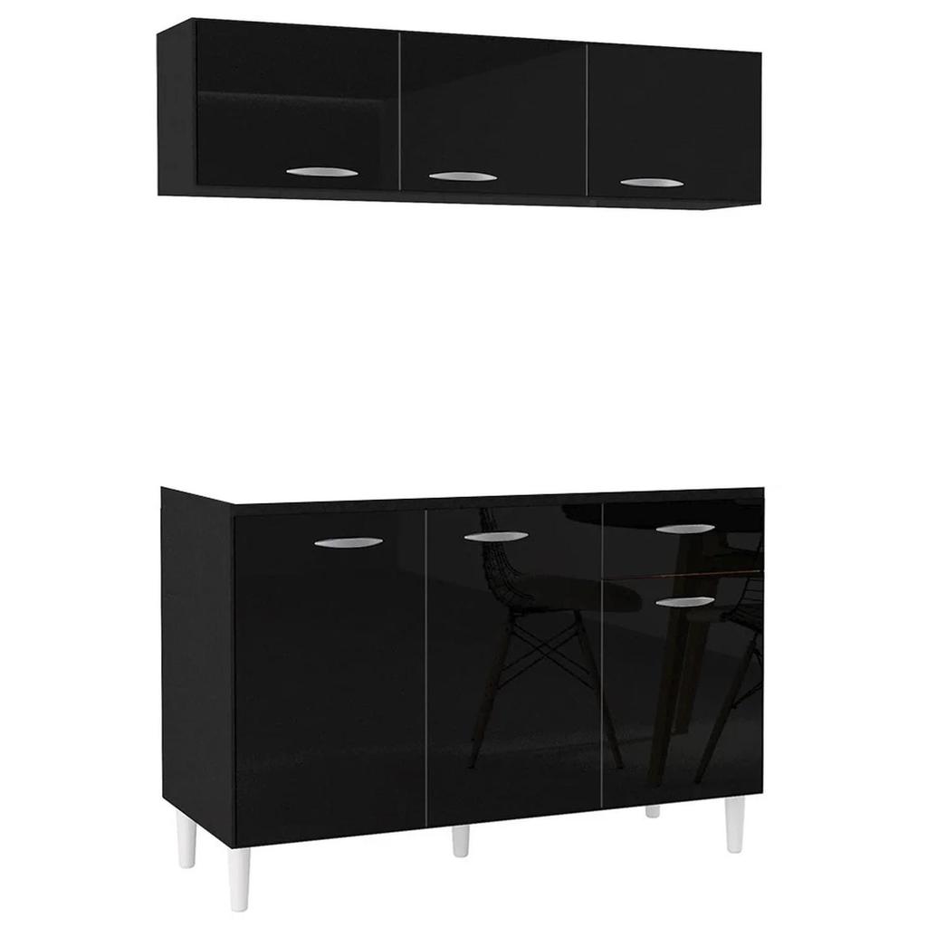 Armário Aéreo com Balcão Gabinete de Pia 120cm sem Tampo Classic P11 Preto – Mpozenato Armário Aéreo com Balcão Gabinete de Pia 120cm sem Tampo Classic P11 Preto – Mpozenato