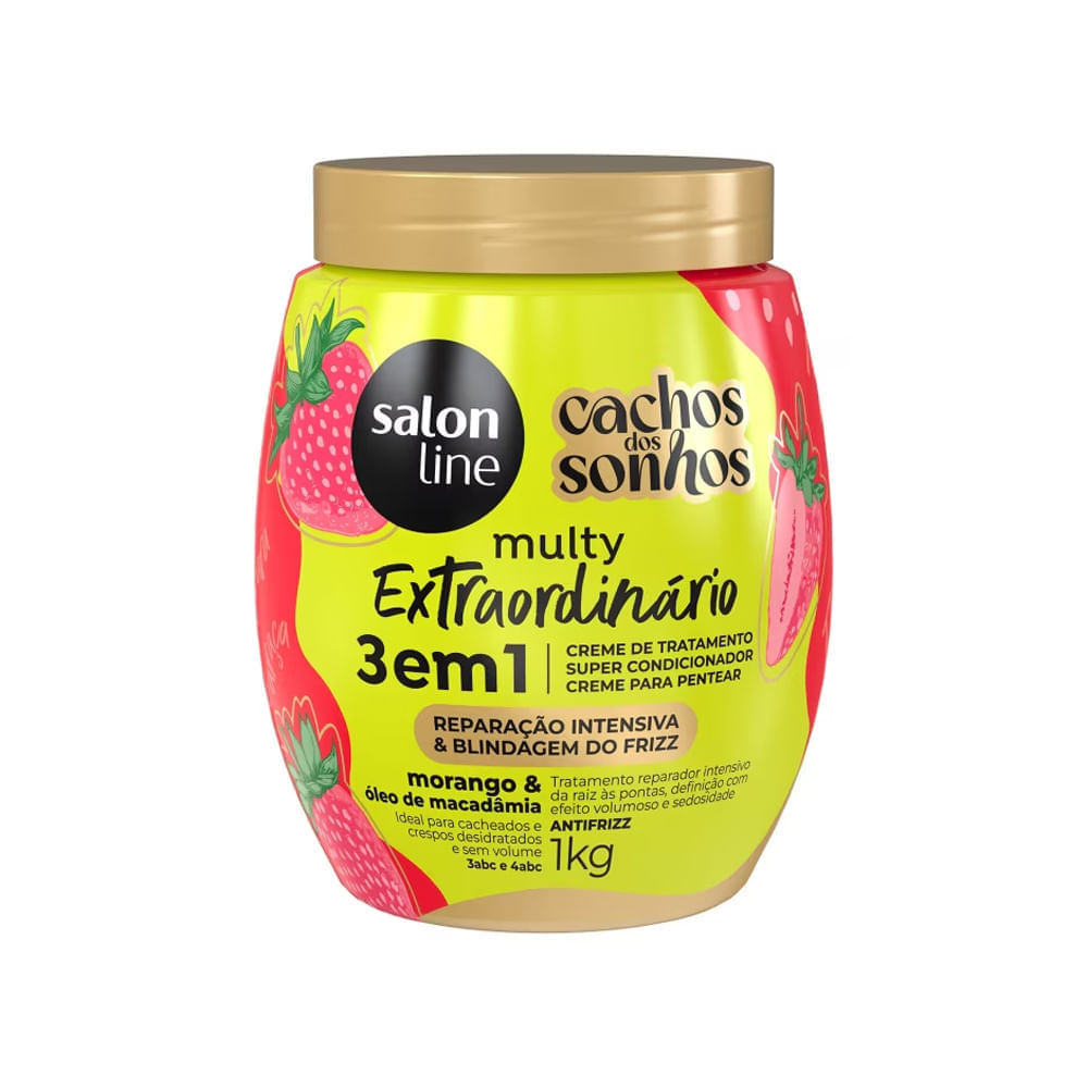 Creme 3 em 1 Salon Line Cachos Dos Sonhos Multy Extraordinário Morango 1kg Creme 3 em 1 Salon Line Cachos Dos Sonhos Multy Extraordinário Morango 1kg