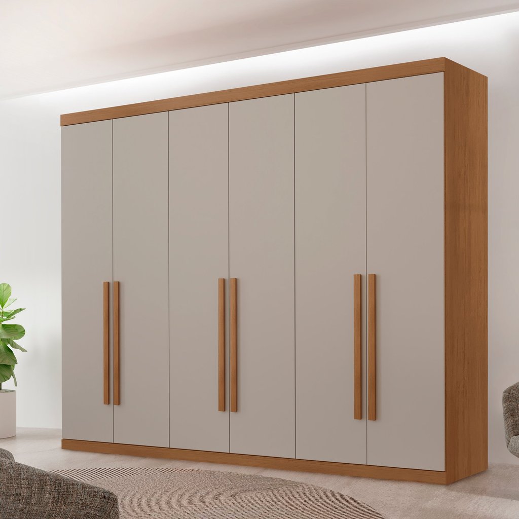 Guarda Roupa Divino Casal 6 Portas 4 Gavetas MDF Imbuia/Off White Guarda Roupa Divino Casal 6 Portas 4 Gavetas MDF Imbuia/Off White