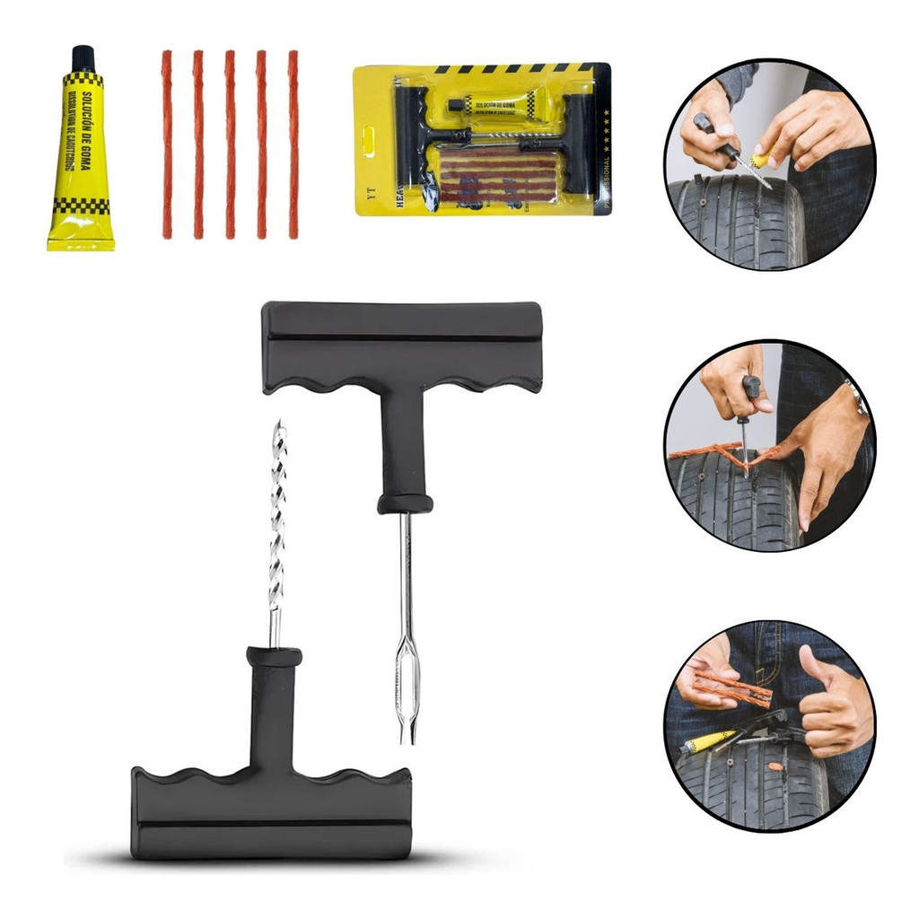 Kit Emergência Automotivo Reparo De Pneu 8 Peças Importway Ideal Para Carro Moto E Viagens Kit Emergência Automotivo Reparo De Pneu 8 Peças Importway Ideal Para Carro Moto E Viagens