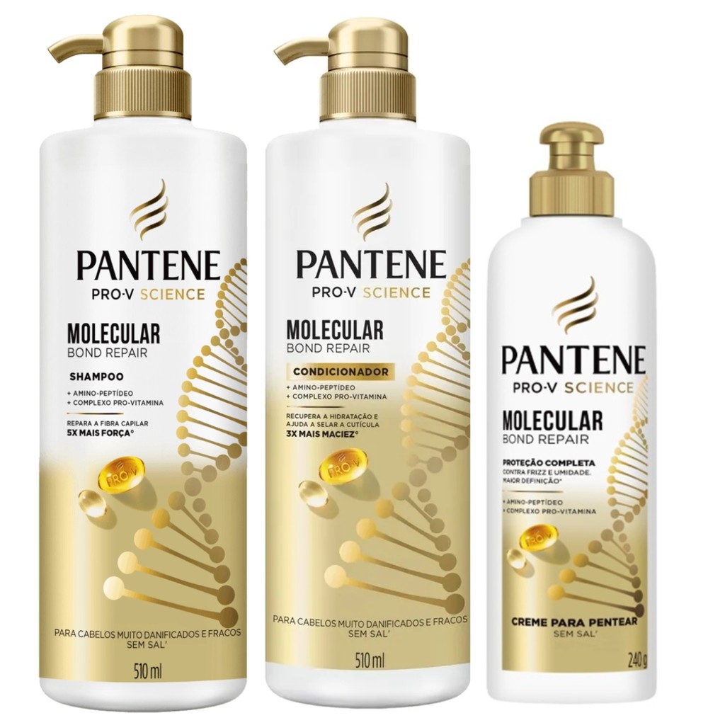 KIT SH + COND 510ML + CREME P/ PENTEAR PANTENE MOLECULAR BOND REPAIR KIT SH + COND 510ML + CREME P/ PENTEAR PANTENE MOLECULAR BOND REPAIR