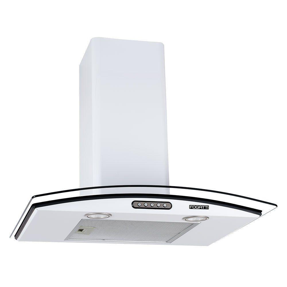Coifa De Parede 60cm Vidro Curvo Slim Fogatti Branco 220V Coifa De Parede 60cm Vidro Curvo Slim Fogatti Branco 220V