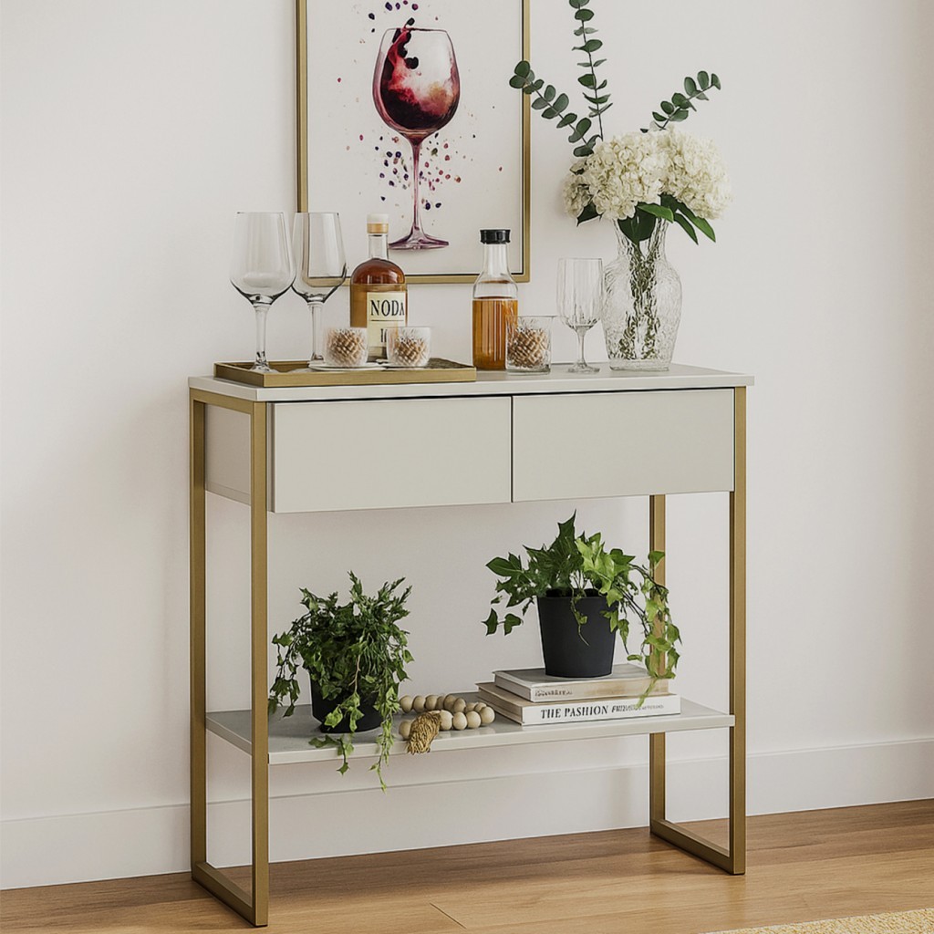 Aparador Buffet Balcão Industrial Dijon Sala de Estar 2 Gavetas Off White – Olivar Móveis Aparador Buffet Balcão Industrial Dijon Sala de Estar 2 Gavetas Off White – Olivar Móveis