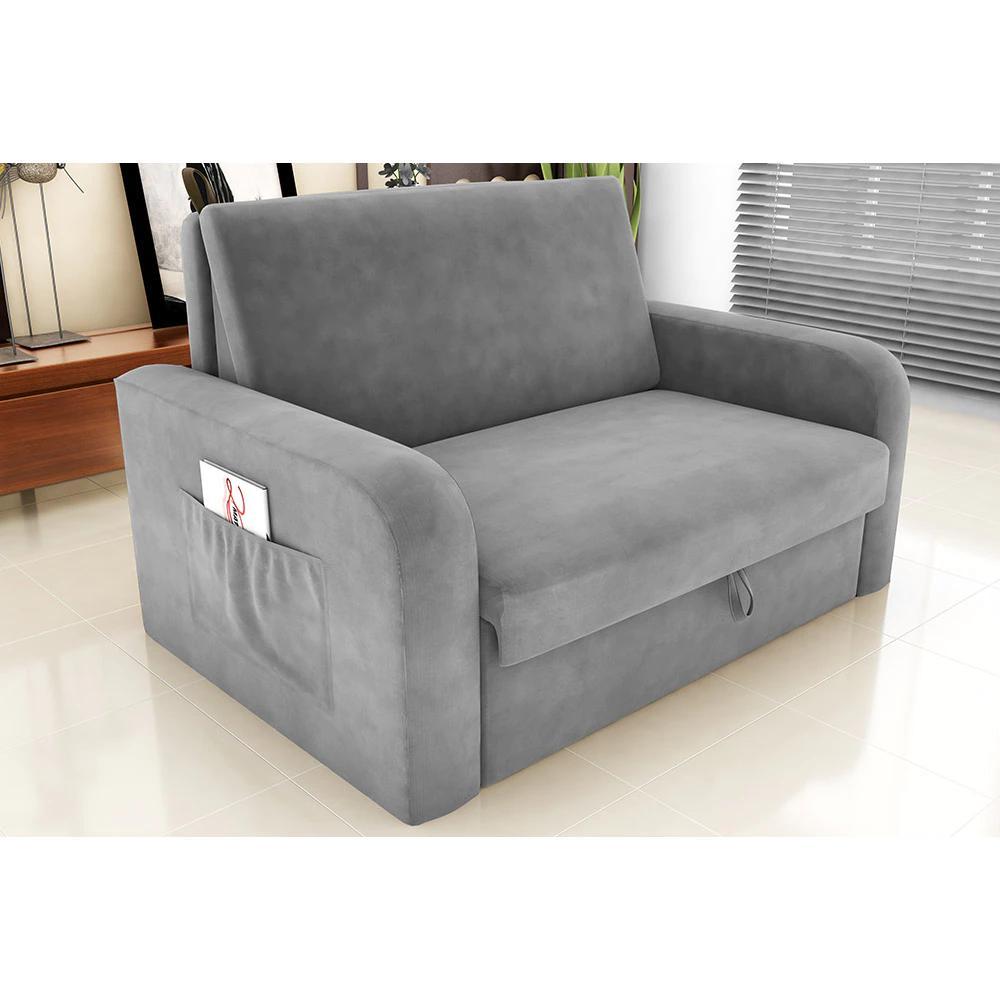 Sofá Cama Baú Casal Cinza 140x90cm Espuma Poliuretano Eucalipto Organização e Conforto Sofá Cama Baú Casal Cinza 140x90cm Espuma Poliuretano Eucalipto Organização e Conforto