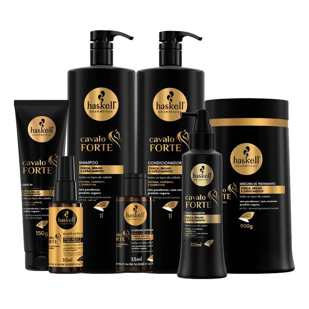 Kit Haskell Cavalo Forte Litro Completo – Força, Brilho e Crescimento Capilar Kit Haskell Cavalo Forte Litro Completo – Força, Brilho e Crescimento Capilar