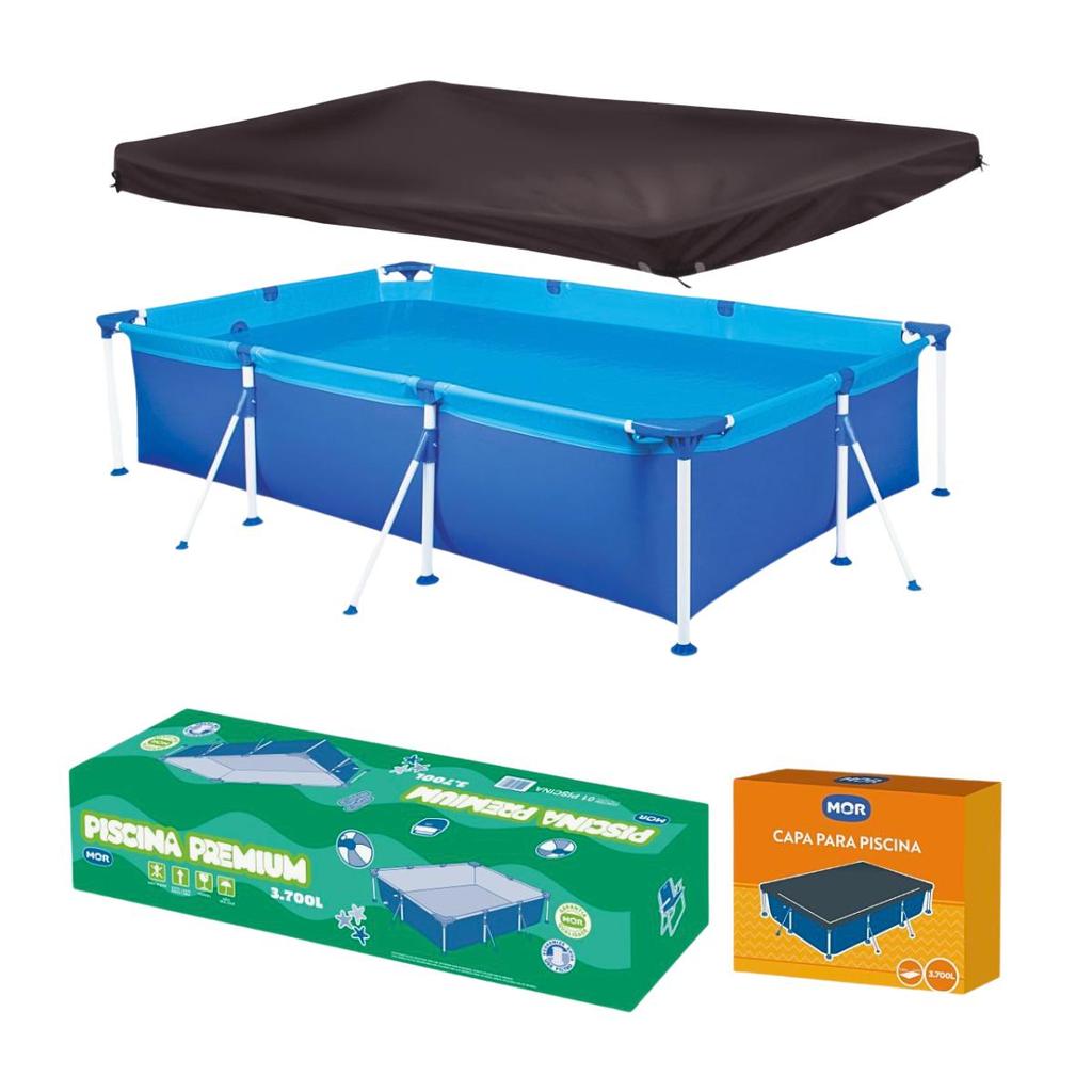 Piscina Retangular 3700 Litros Estruturada Premium com Capa Mor Piscina Retangular 3700 Litros Estruturada Premium com Capa Mor