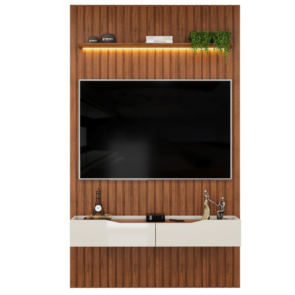 Painel Para Tv Até 55 Polegadas 1,43m Ripado Autêntico Com Led Montreal Com Nicho Efraín Painel Para Tv Até 55 Polegadas 1,43m Ripado Autêntico Com Led Montreal Com Nicho Efraín