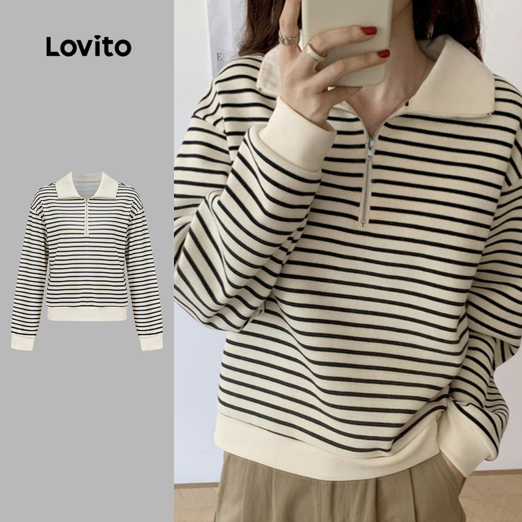 Lovito Casaco de Moletom Casual Clássico e Atemporal para Outono/inverno para mulheres L159AD238 Lovito Casaco de Moletom Casual Clássico e Atemporal para Outono/inverno para mulheres L159AD238