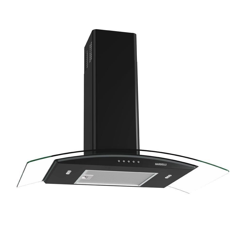 Coifa Nardelli De Parede Clean Vidro Curvo 80cm Preto 110V Coifa Nardelli De Parede Clean Vidro Curvo 80cm Preto 110V