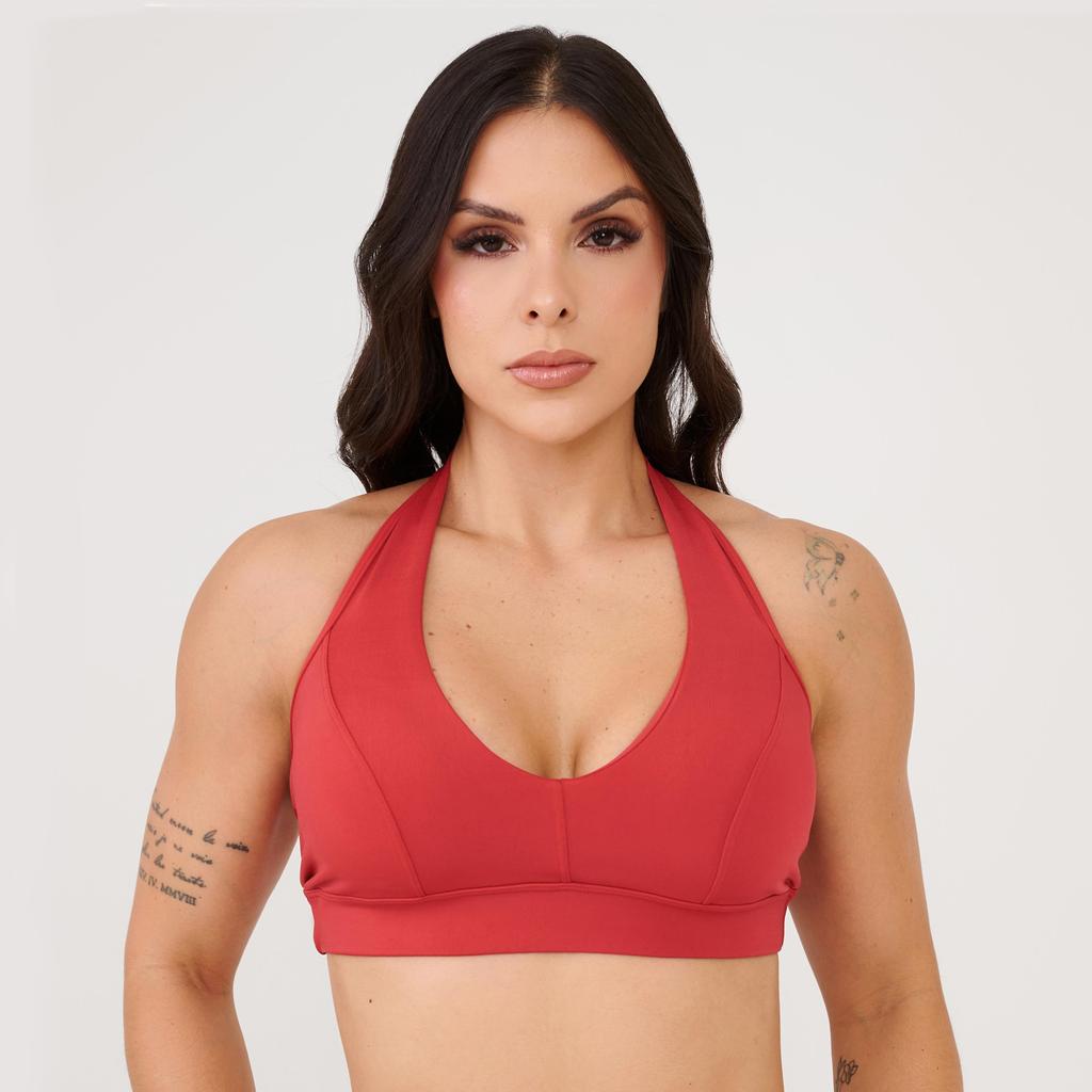 Top Frente Única Vermelho Chilli Poliamida Com Bojo Top Frente Única Vermelho Chilli Poliamida Com Bojo