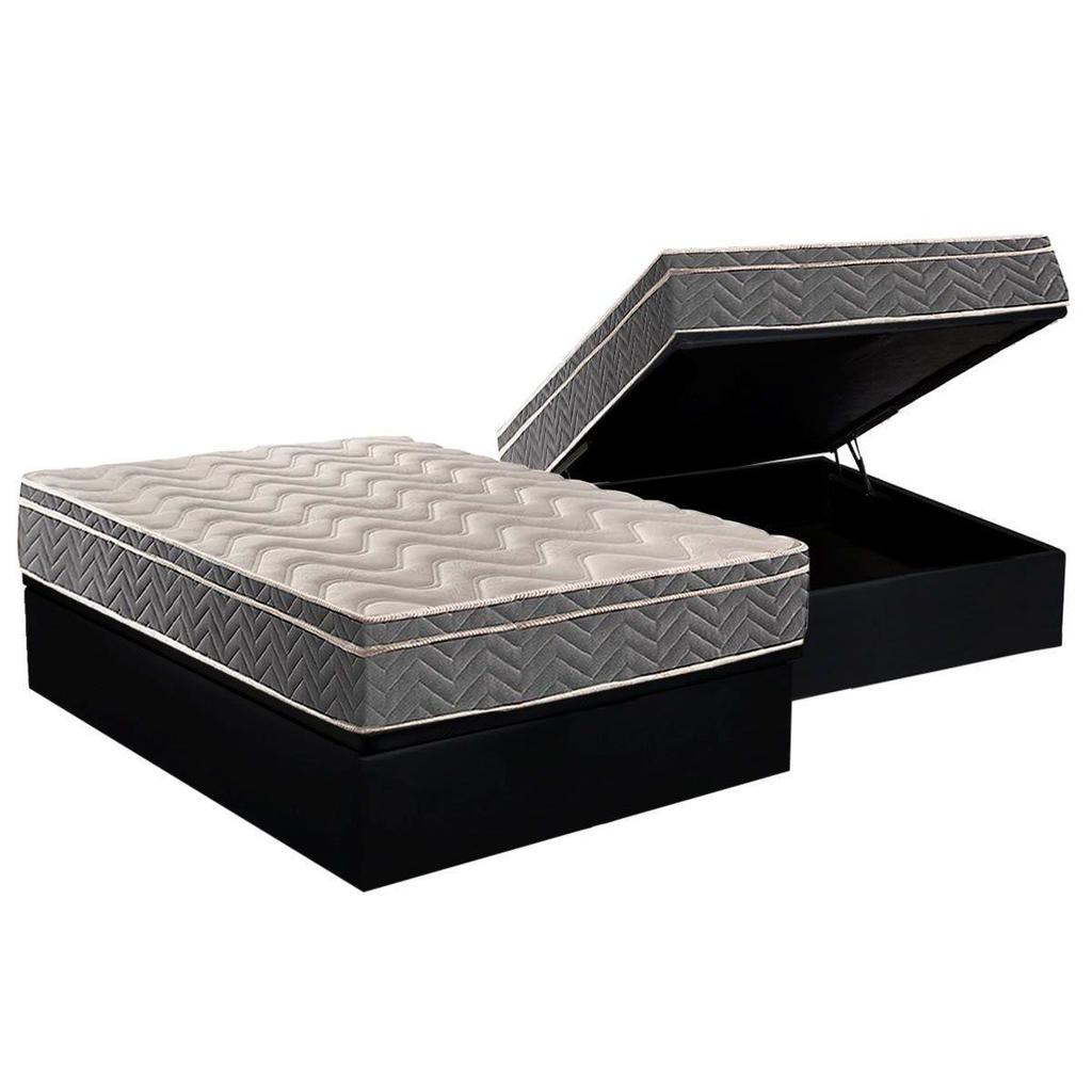 Cama Box Baú Casal: Colchão Anatômico Paropas D45 / Confort Mega Firme + Base CRC Suede Black(138×188) Cama Box Baú Casal: Colchão Anatômico Paropas D45 / Confort Mega Firme + Base CRC Suede Black(138×188)