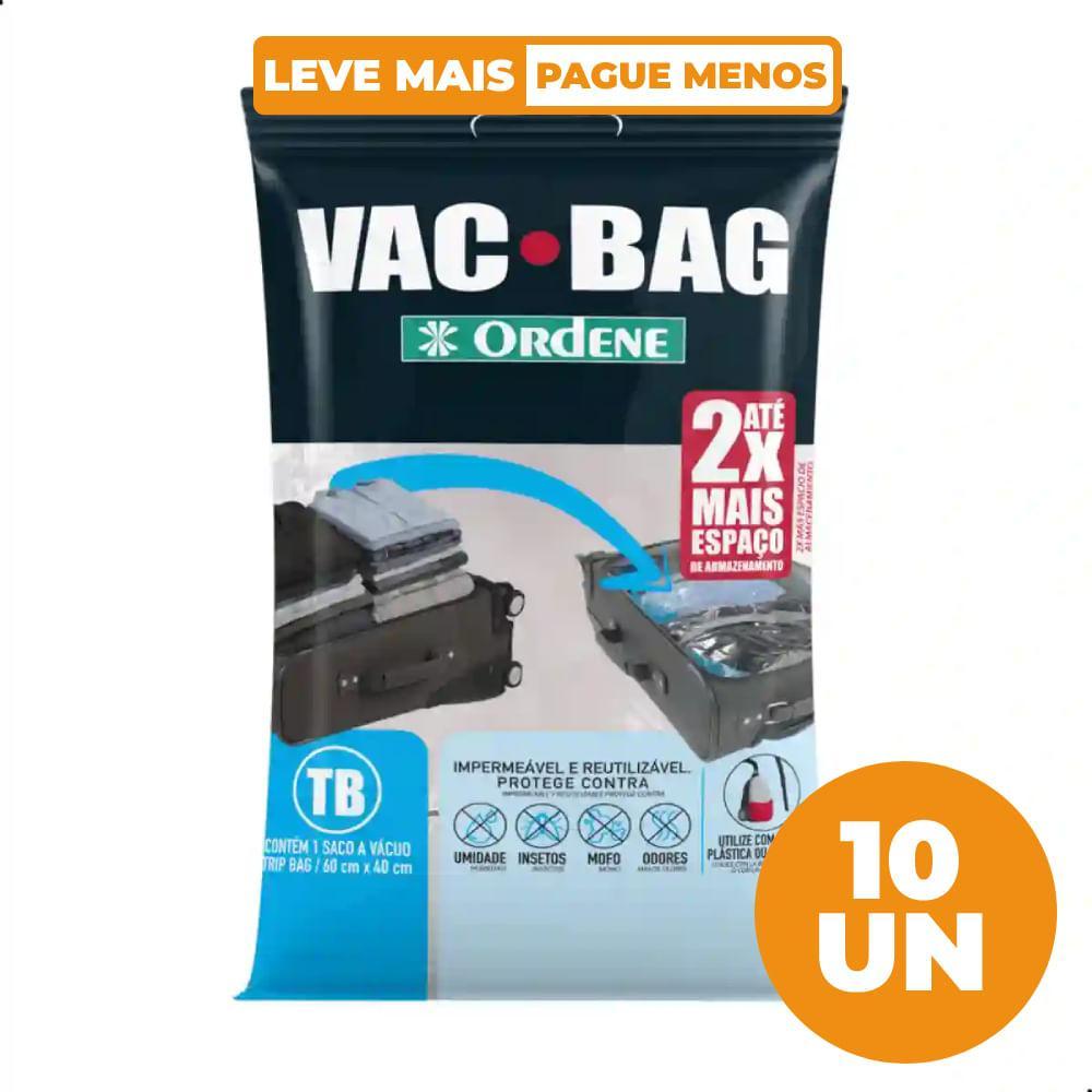 Kit 10 Sacos de Vácuo Vac Bag Ordene Trip 60x40cm Para Roupas Mala