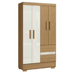 Guarda Roupas Solteiro 4 Portas 2 Gavetas Atacama / Off White Coimbra Aramóveis - Oferta na Shopee