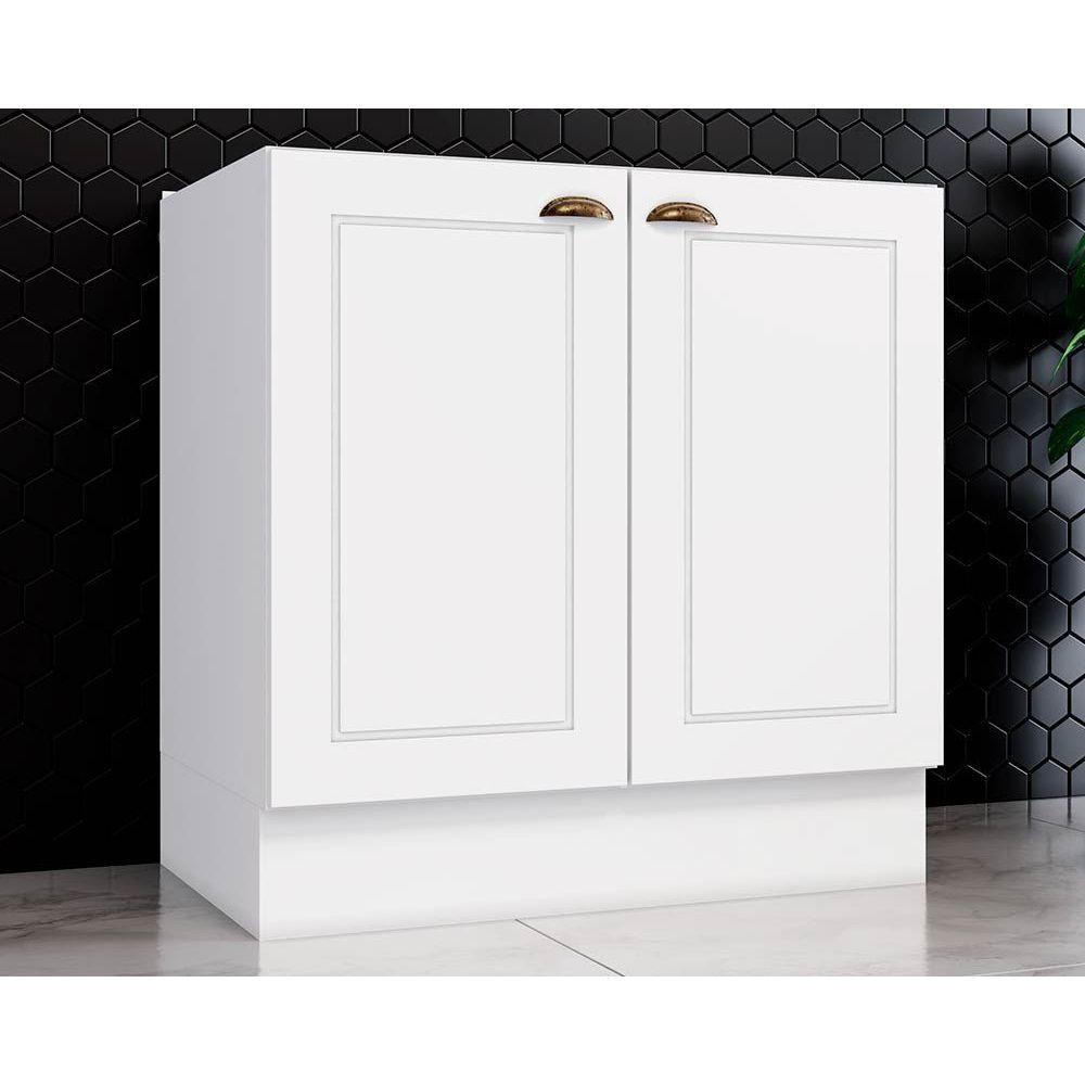 Módulo Cozinha Henn Americana Balcão 2 Portas s/ Tampo 80cm Branco Módulo Cozinha Henn Americana Balcão 2 Portas s/ Tampo 80cm Branco
