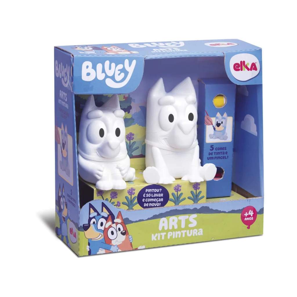 Kit Pintura Bluey e Bingo Bonecos Laváveis + Pincel e Tintas para Crianças +4 Elka – 1311 Kit Pintura Bluey e Bingo Bonecos Laváveis + Pincel e Tintas para Crianças +4 Elka – 1311