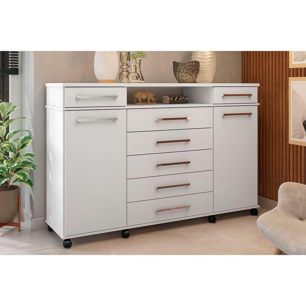 Cômoda de Quarto London c/ 2 Portas e 7 Gavetas Branco – Demóbile Cômoda de Quarto London c/ 2 Portas e 7 Gavetas Branco – Demóbile