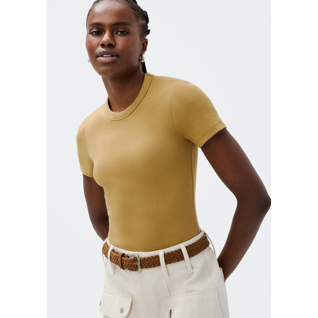 Blusa Feminina Manga Curta Slim Em Ribana Blusa Feminina Manga Curta Slim Em Ribana
