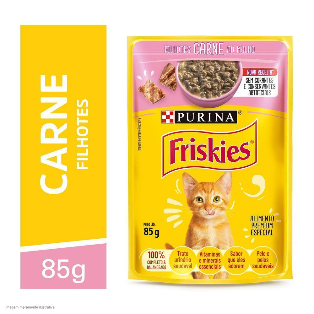 Ração Úmida Gatos Filhotes Carne 85g Friskies Ração Úmida Gatos Filhotes Carne 85g Friskies