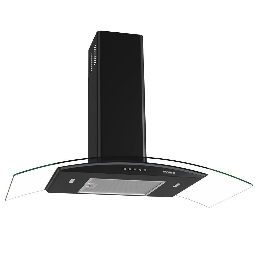 Coifa de Parede Fogatti Com Função Depurador e Exaustor Vidro Curvo Clean 90cm 140W Preto 127V Coifa de Parede Fogatti Com Função Depurador e Exaustor Vidro Curvo Clean 90cm 140W Preto 127V