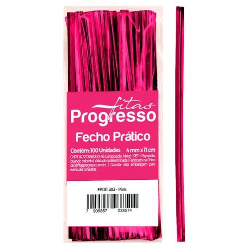 Fecho Prático Pink 4mmx11cm 100 Unidades PROGRESSO Fecho Prático Pink 4mmx11cm 100 Unidades PROGRESSO