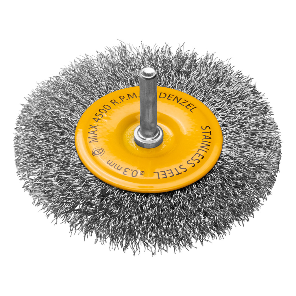 ESCOVA CIRCULAR 100 MM, COM HASTE DE 1/4 6 MM, FIOS ONDULADO INOX DE 0,3 MM/DENZEL ESCOVA CIRCULAR 100 MM, COM HASTE DE 1/4 6 MM, FIOS ONDULADO INOX DE 0,3 MM/DENZEL