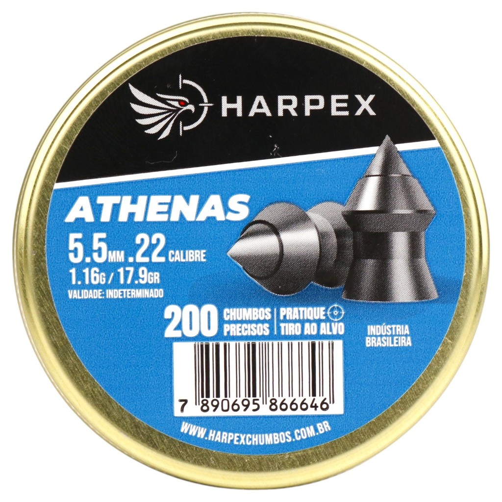 Chumbinho Harpex Athenas Precisão e Penetração 5.5mm (.22) – 200un