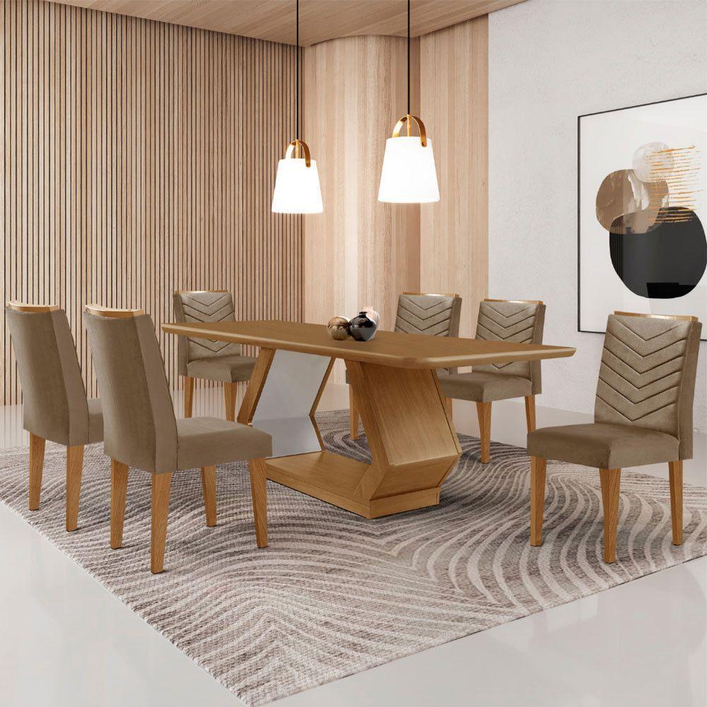 Mesa Sala De Jantar Alvorada 180cm E 6 Cadeiras Liz Moderna Vel. Capuccino Off White Imbuia Mesa Sala De Jantar Alvorada 180cm E 6 Cadeiras Liz Moderna Vel. Capuccino Off White Imbuia