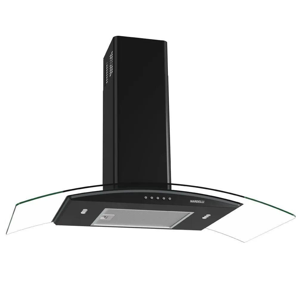 Coifa Nardelli De Parede Clean Vidro Curvo 90cm Preto 220V Coifa Nardelli De Parede Clean Vidro Curvo 90cm Preto 220V