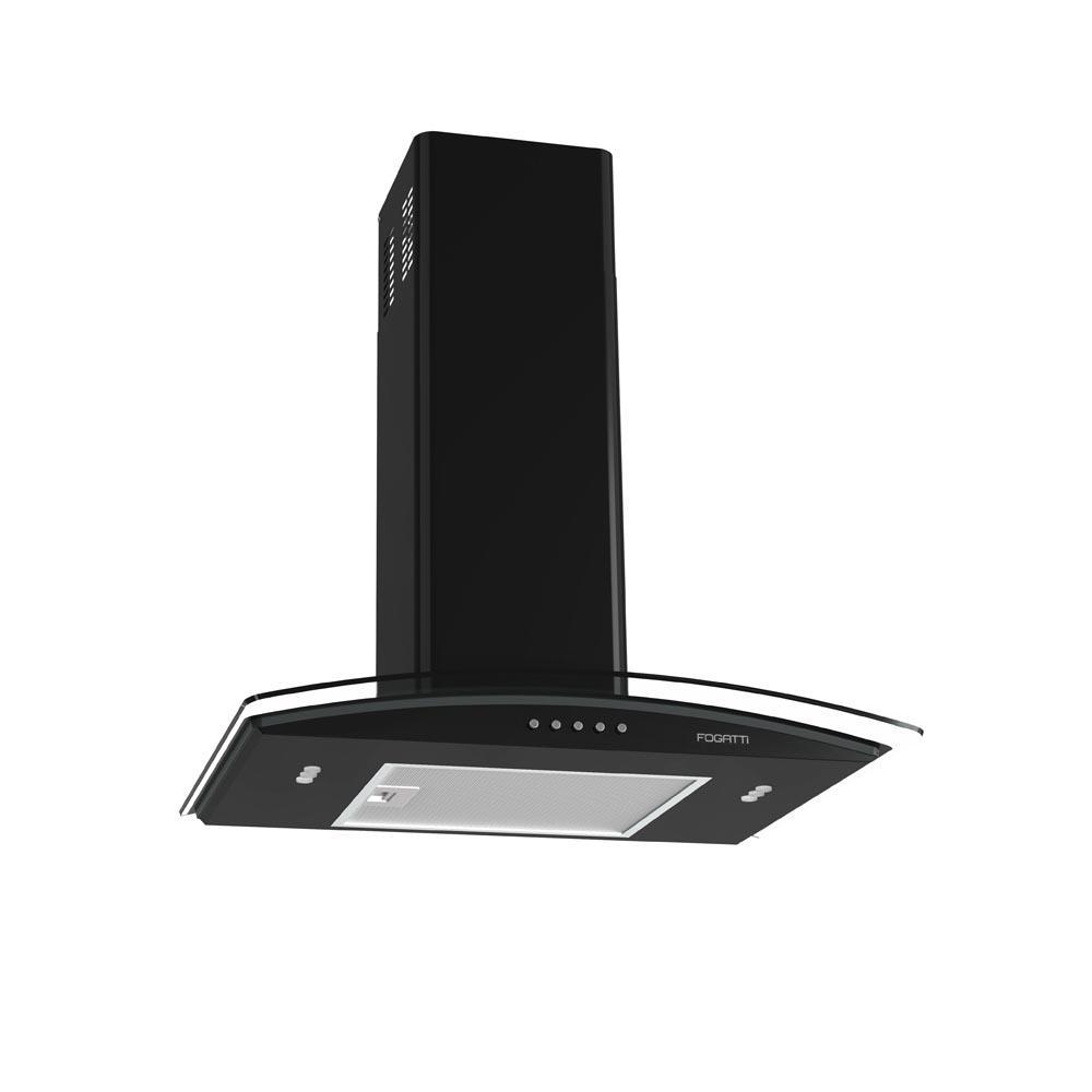 Coifa de Parede Fogatti Com Função Depurador e Exaustor Vidro Curvo Clean 60cm 140W Preto 127V Coifa de Parede Fogatti Com Função Depurador e Exaustor Vidro Curvo Clean 60cm 140W Preto 127V