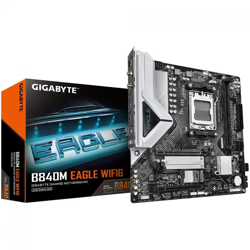 Placa Mãe Gigabyte B840M Eagle WIFI6, Chipset B840, AMD AM5, MATX, DDR5 Placa Mãe Gigabyte B840M Eagle WIFI6, Chipset B840, AMD AM5, MATX, DDR5