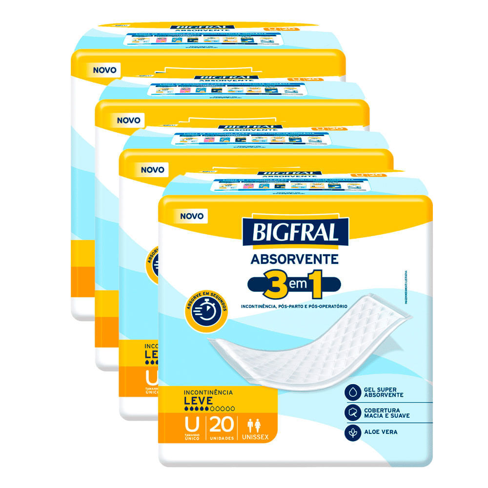 Kit 4 Bigfral Absorvente 20 unidades Kit 4 Bigfral Absorvente 20 unidades
