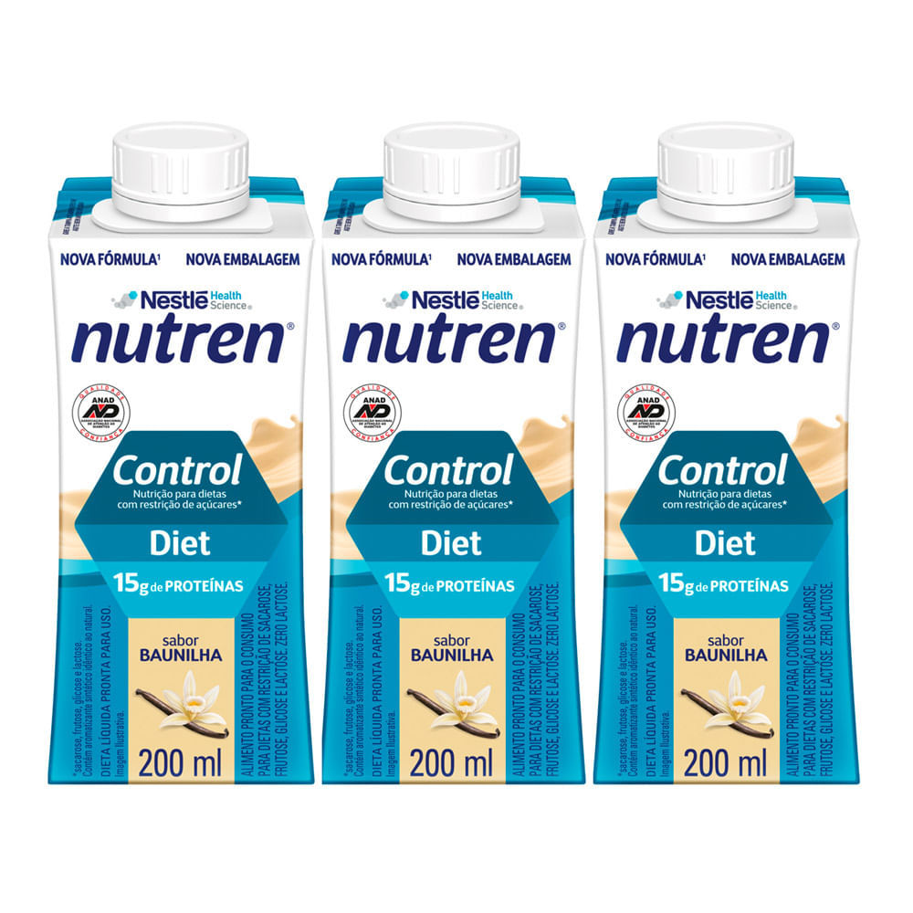 Kit 3 Nutren Control Diet com 15g de Proteínas Sabor Baunilha 200ml Kit 3 Nutren Control Diet com 15g de Proteínas Sabor Baunilha 200ml