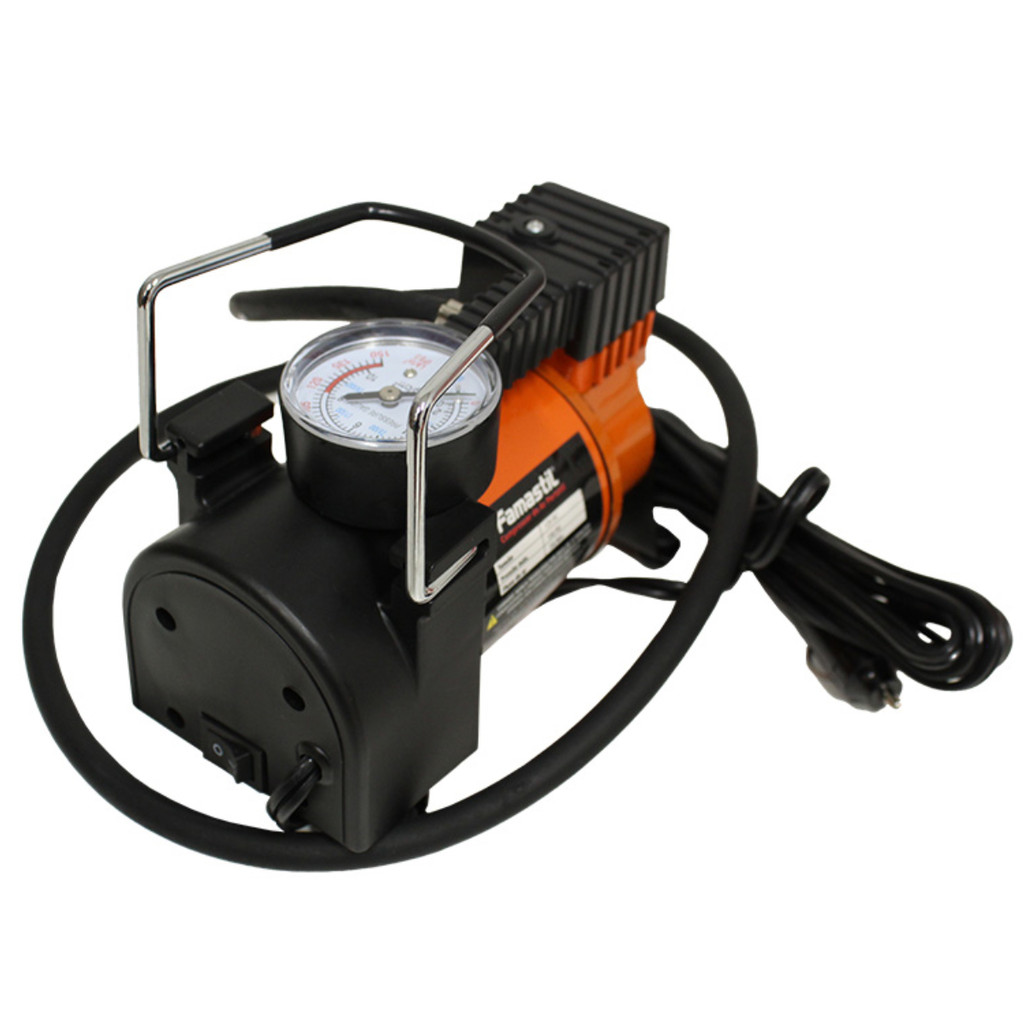 Compressor de Ar Portátil 12V Famastil 150 PSI com Manômetro Calibrador Compressor de Ar Portátil 12V Famastil 150 PSI com Manômetro Calibrador