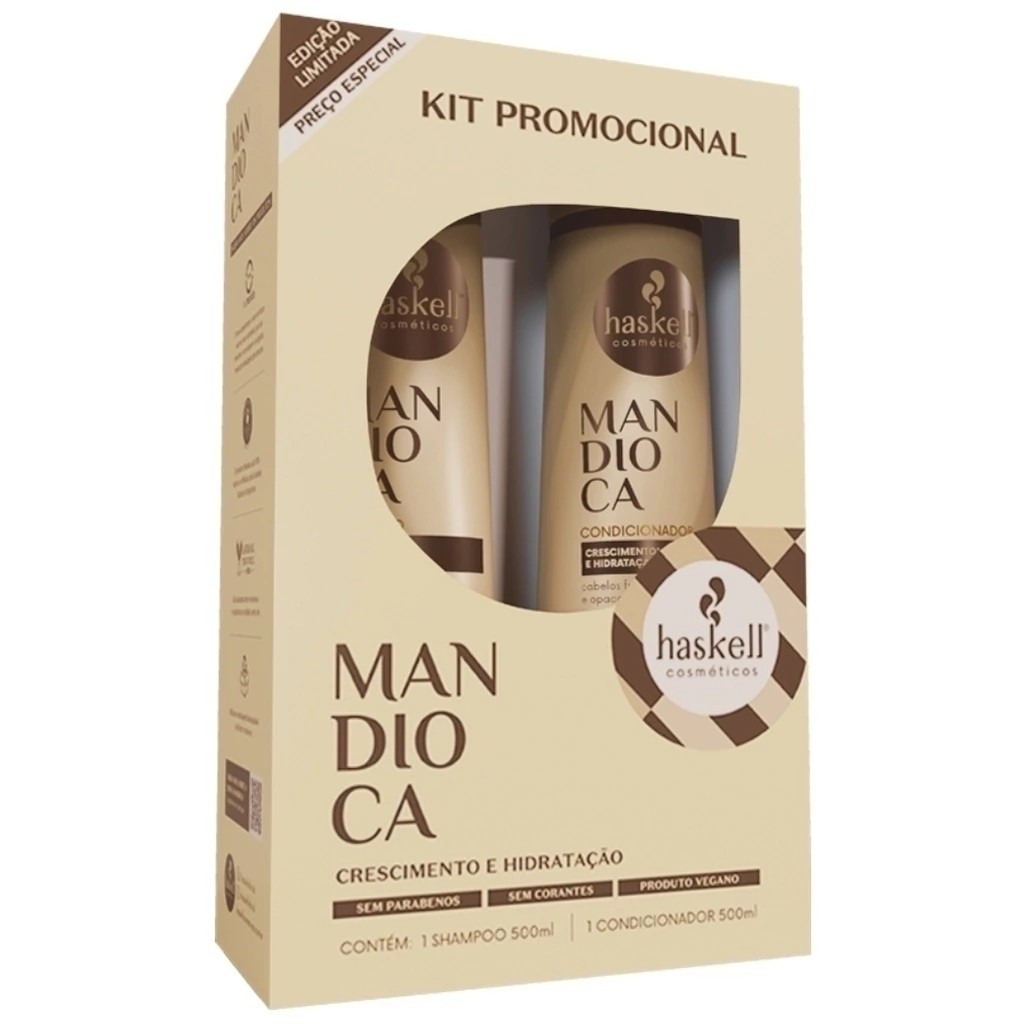 Kit Mandioca Haskell | Shampoo 500ml + Condicionador 500ml Kit Mandioca Haskell | Shampoo 500ml + Condicionador 500ml