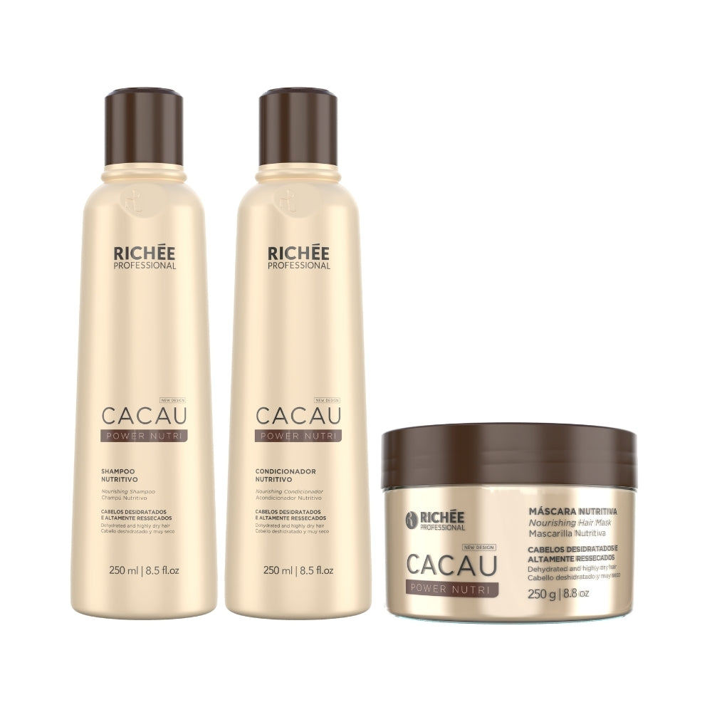 Richée Cacau Power Nutri Kit Shampoo Condicionador e Máscara Richée Cacau Power Nutri Kit Shampoo Condicionador e Máscara