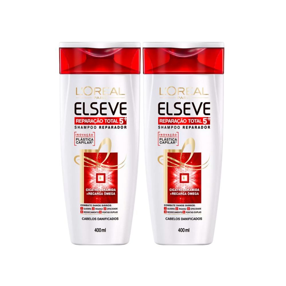 Kit 2 Shampoo Elseve Reparação Total 5+ 400ml Kit 2 Shampoo Elseve Reparação Total 5+ 400ml