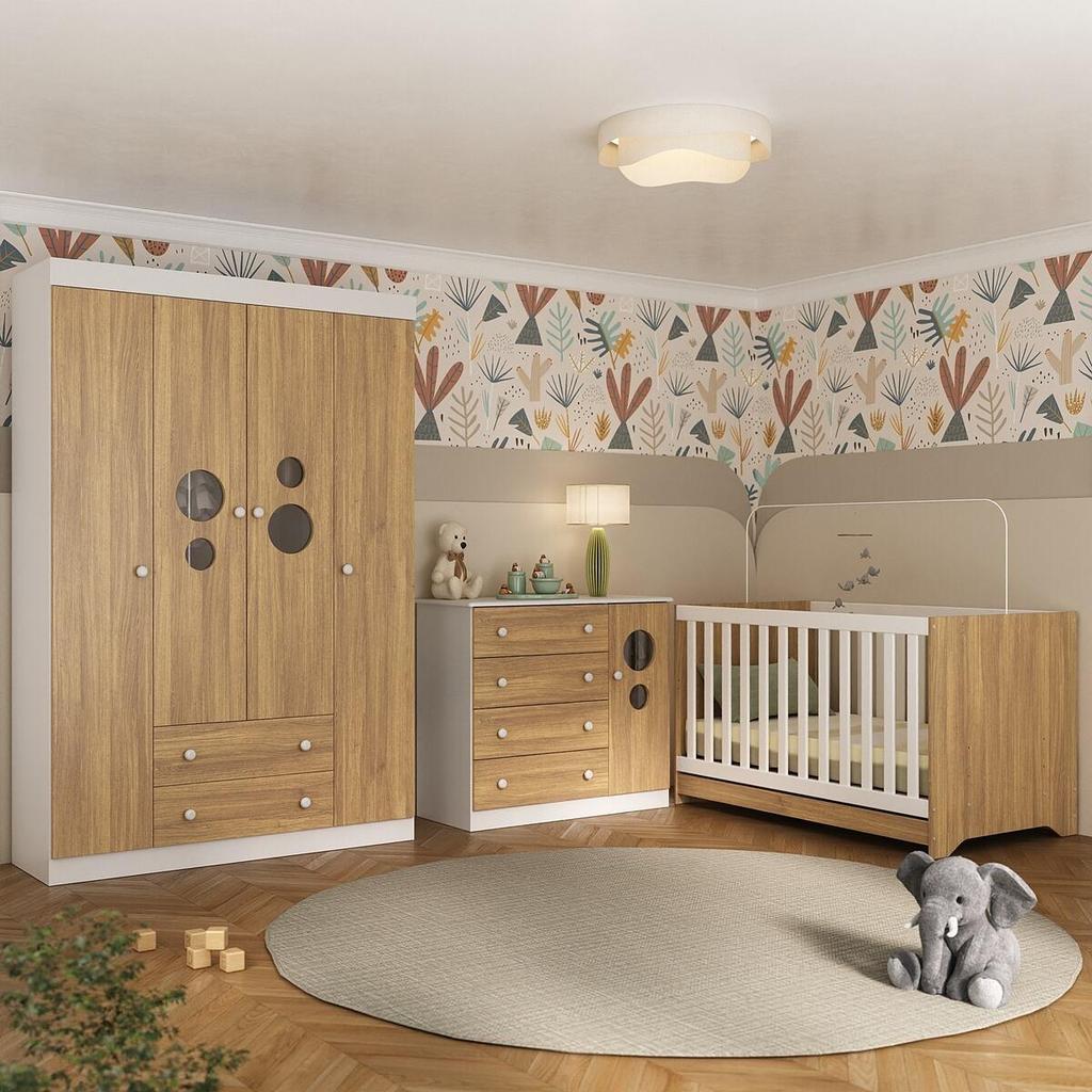 Quarto de Bebê Completo com Berço Americano 3 em 1 Pirulito Multimóveis MP4613 Quarto de Bebê Completo com Berço Americano 3 em 1 Pirulito Multimóveis MP4613