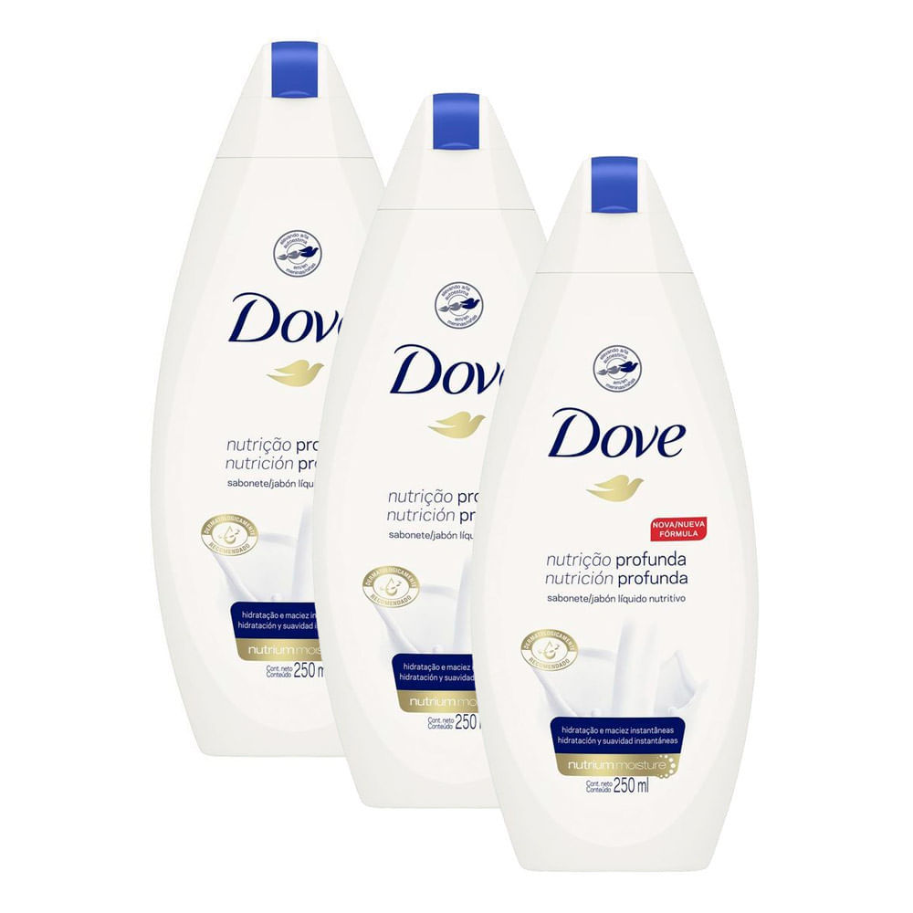 Kit 3 Sabonete Líquido Dove Nutrição Profunda 250ml Kit 3 Sabonete Líquido Dove Nutrição Profunda 250ml