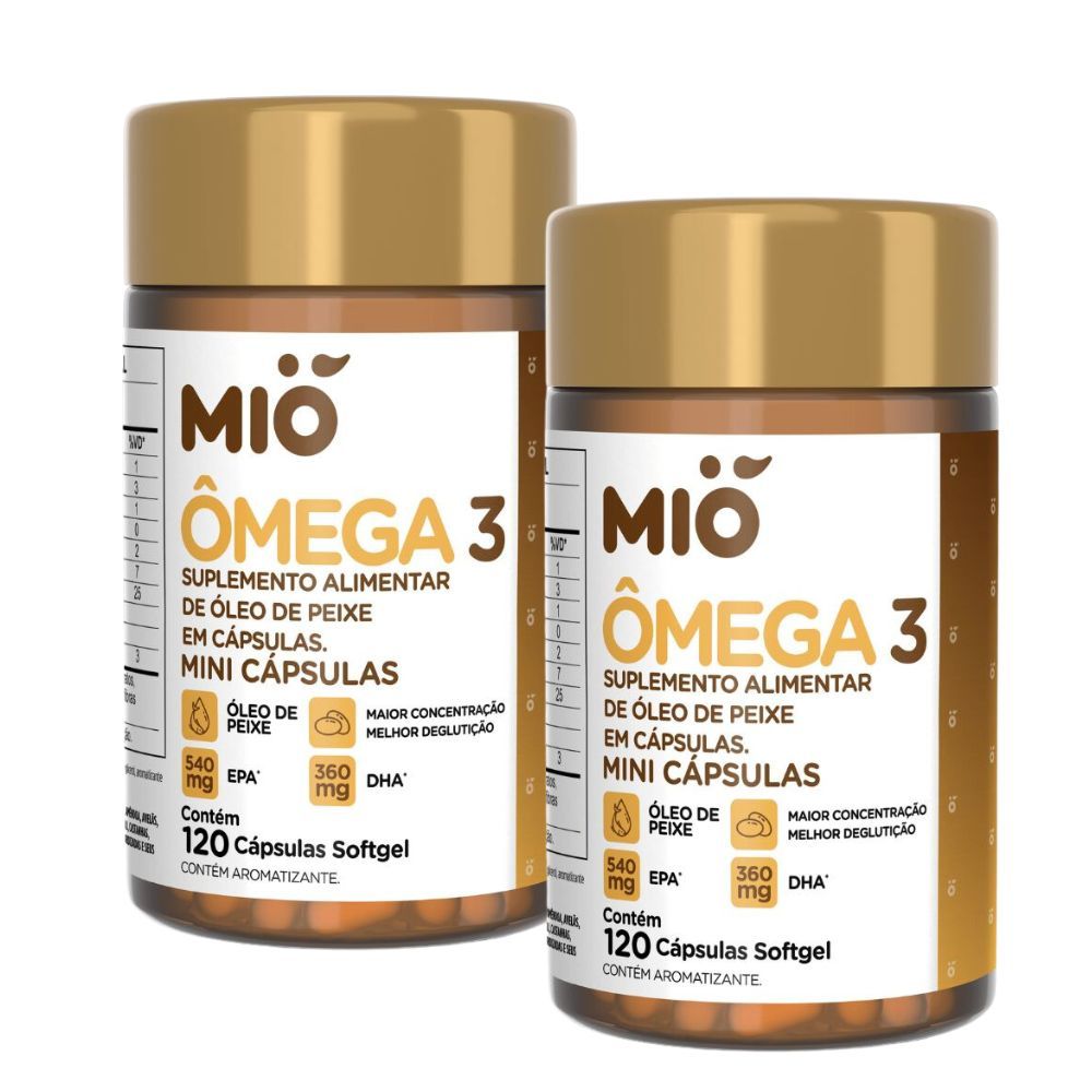 Kit 2 Ômega 3 Mió 120 Mini Cápsulas Softgel Kit 2 Ômega 3 Mió 120 Mini Cápsulas Softgel