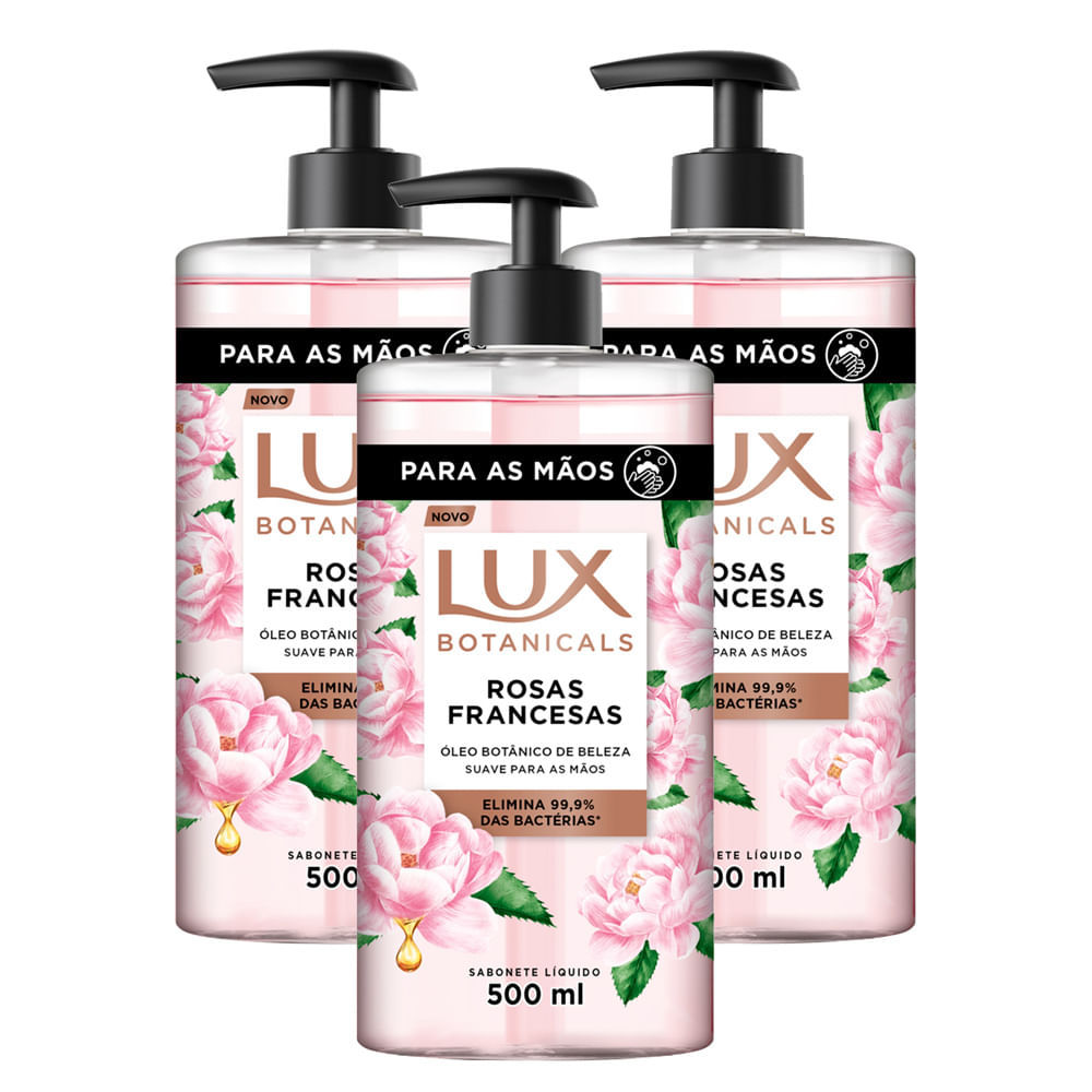 Kit 3 Sabonete Líquido Lux Botanicals Rosas Francesas 500ml Kit 3 Sabonete Líquido Lux Botanicals Rosas Francesas 500ml