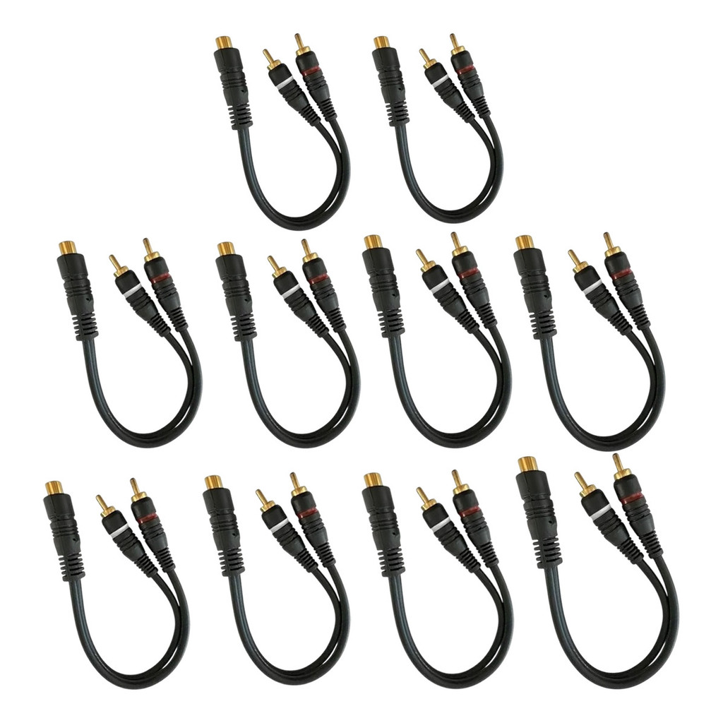KIT 10 CABO Y RCA PRETO 1F 2M PERMAK OURO PARA SOM AUTOMOTIVO