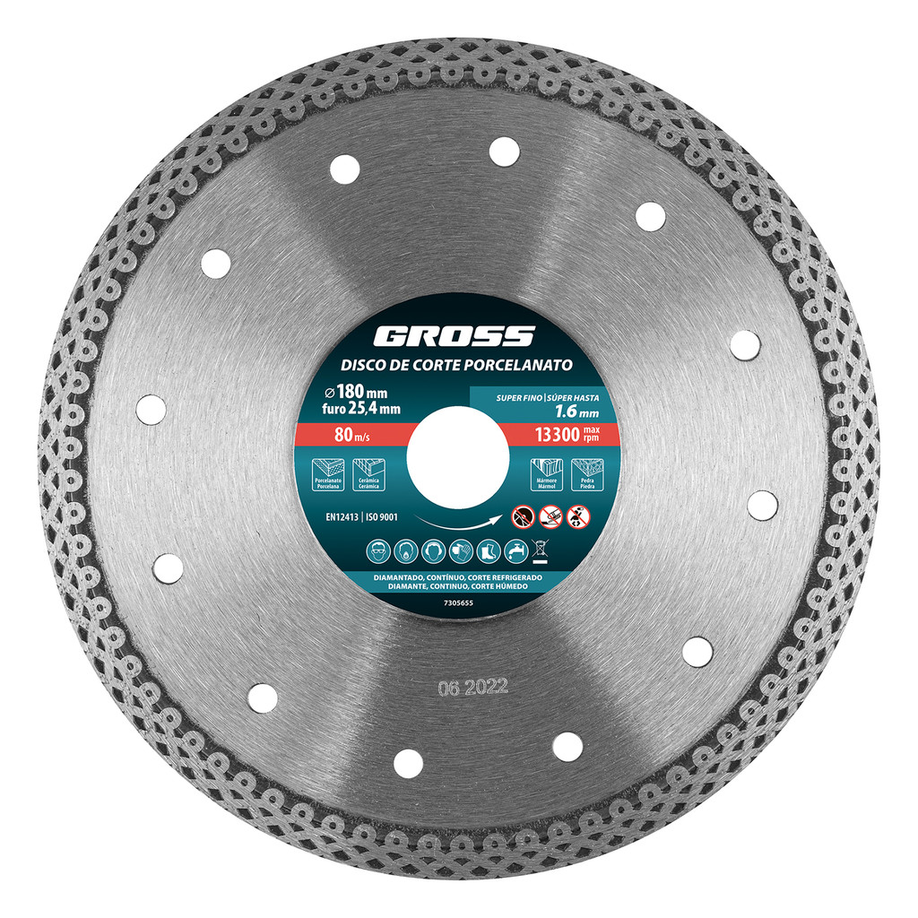 DISCO DE CORTE, DIAMANTADO, 180 X 1,6 X 25,4MM, 1PC // GROSS DISCO DE CORTE, DIAMANTADO, 180 X 1,6 X 25,4MM, 1PC // GROSS