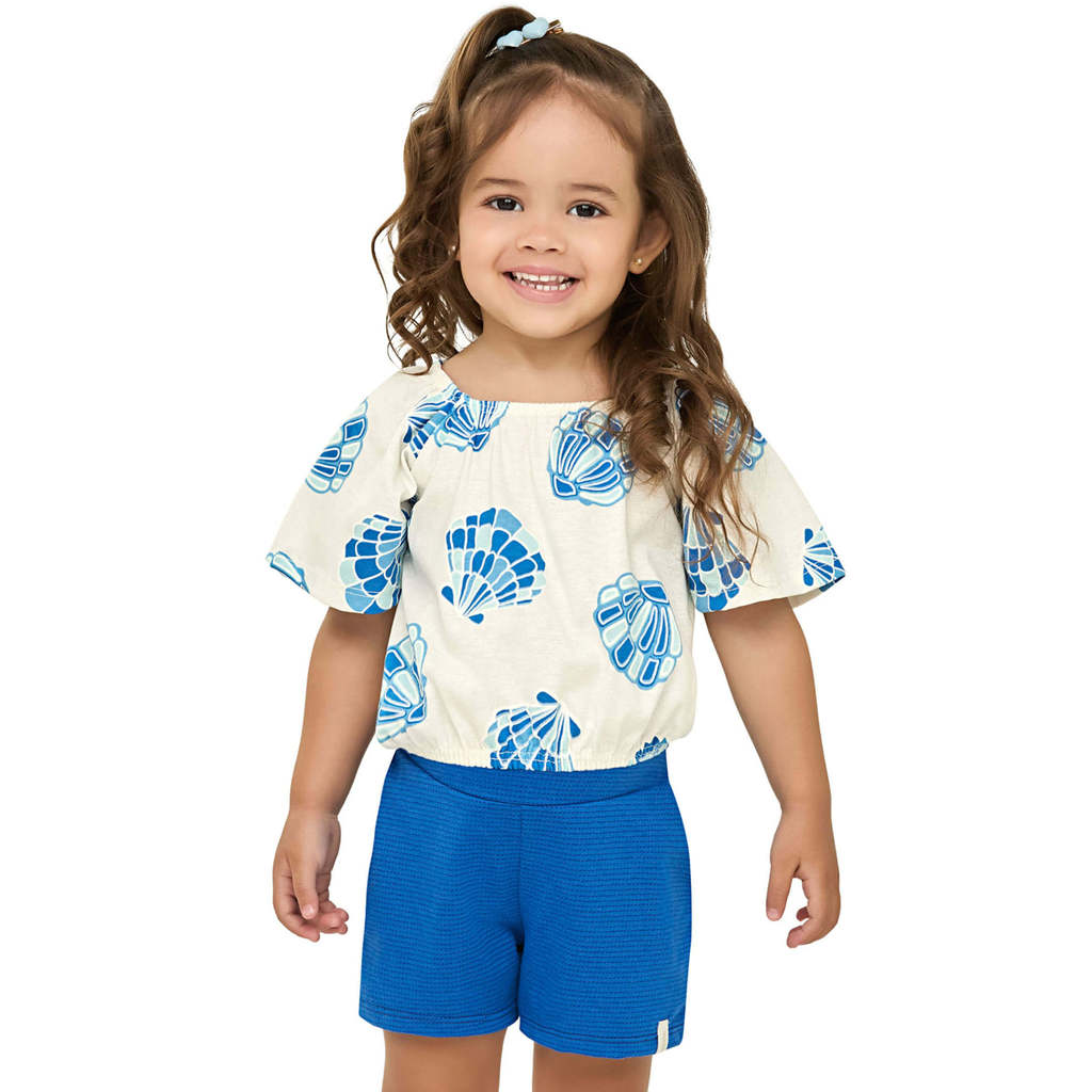Conjunto Infantil Menina Conchinhas Elian Bege Conjunto Infantil Menina Conchinhas Elian Bege