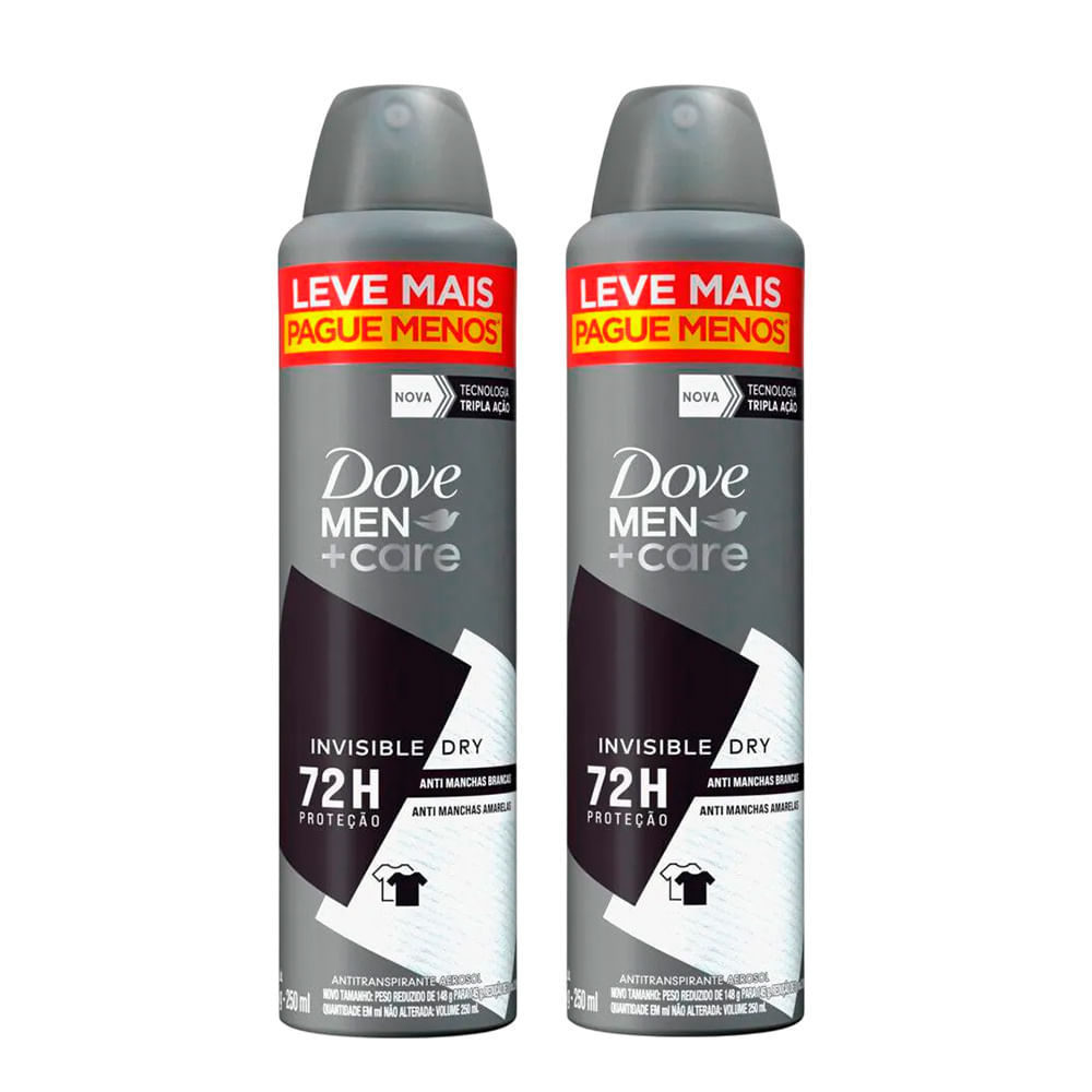 Kit Antitranspirante Aerosol Dove Men+Care Invisible Dry 250 ml – 2 Unidades Kit Antitranspirante Aerosol Dove Men+Care Invisible Dry 250 ml – 2 Unidades