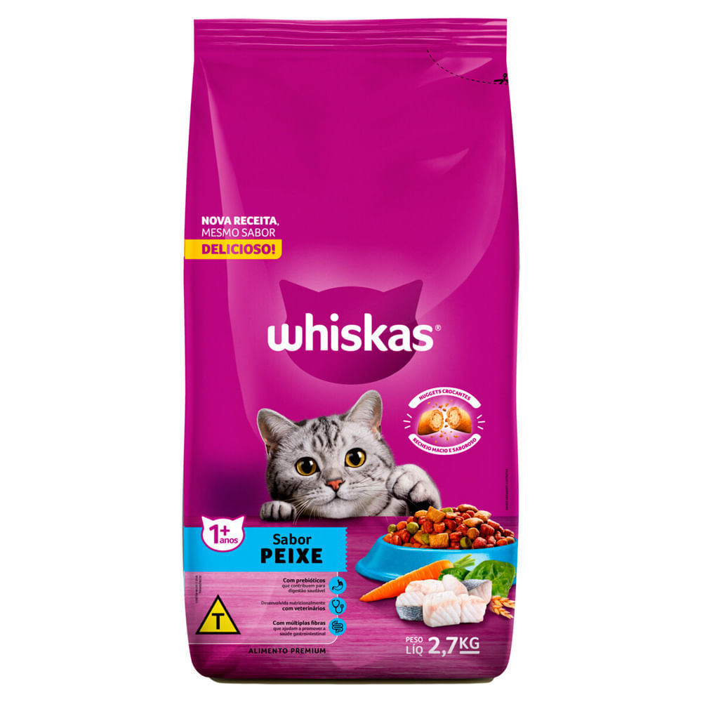 Ração para Gatos Whiskas Adulto 1+ Anos Sabor Peixe 2,7kg Ração para Gatos Whiskas Adulto 1+ Anos Sabor Peixe 2,7kg