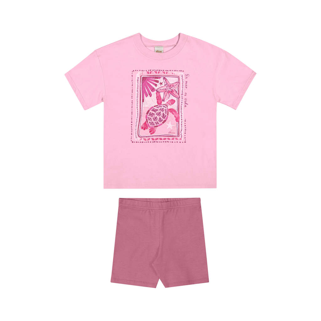 Conjunto Infantil Menina Glitter Tartaruga Elian Rosa Conjunto Infantil Menina Glitter Tartaruga Elian Rosa