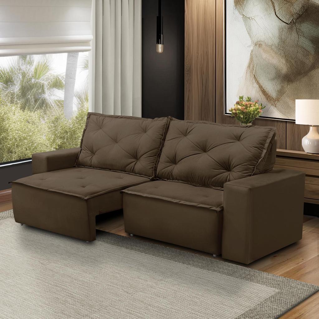 Sofá Retrátil e Reclinável 2 lugares com Molas 1,50m Ana Suede Marrom Adonai Estofados Sofá Retrátil e Reclinável 2 lugares com Molas 1,50m Ana Suede Marrom Adonai Estofados