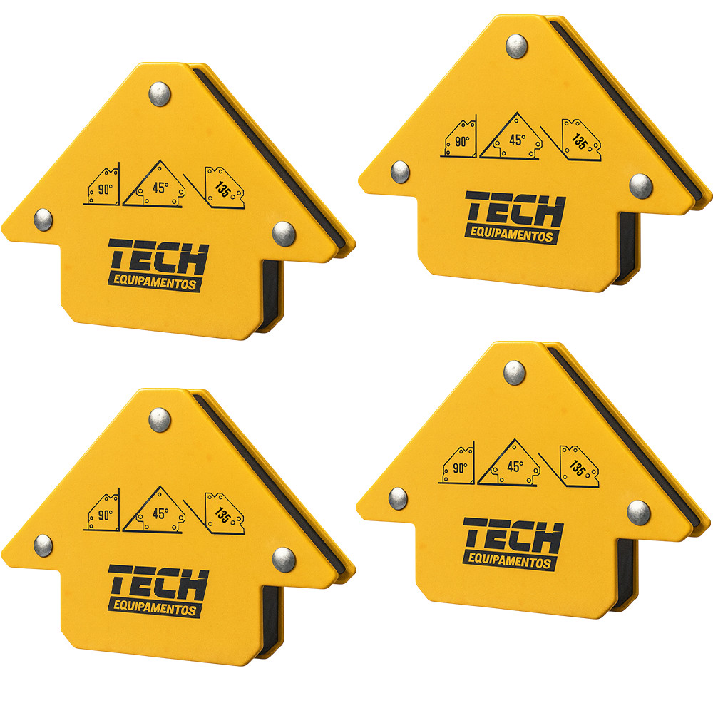 kit 4 Esquadro Magnético TECH 12kg Solda Multiângulos 30° 45° 135° Aço Reforçado Dupla Face kit 4 Esquadro Magnético TECH 12kg Solda Multiângulos 30° 45° 135° Aço Reforçado Dupla Face
