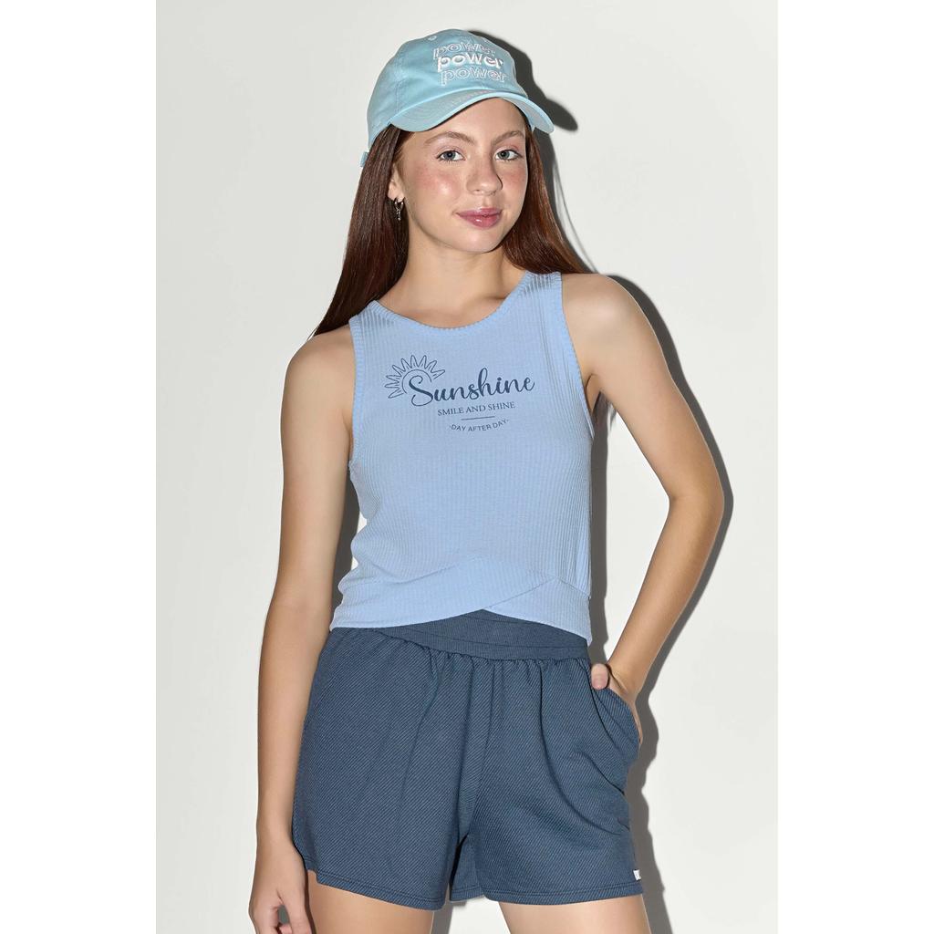 Conjunto Juvenil Menina Cropped Transpasse Beats Azul Conjunto Juvenil Menina Cropped Transpasse Beats Azul