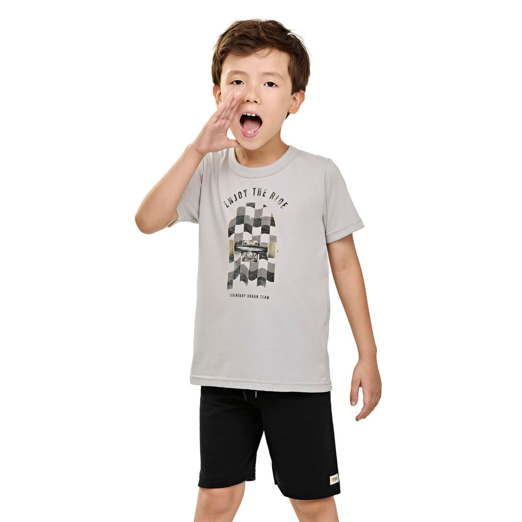 Conjunto Curto Infantil Menino Skate Elian Cinza Conjunto Curto Infantil Menino Skate Elian Cinza